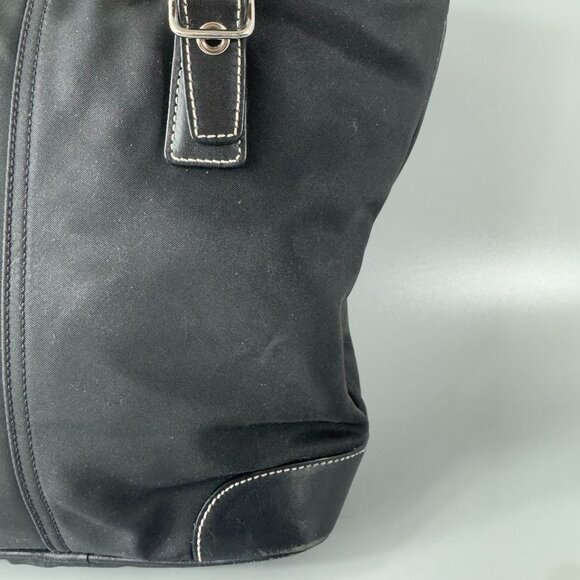 Vintage Coach # 4487 Black Microfiber Leather Trim Handbag - Picture 9 of 13